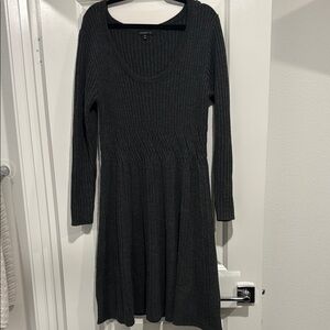 Lane Bryant Charcoal Gray Ribbed Midi Sweater Dress
